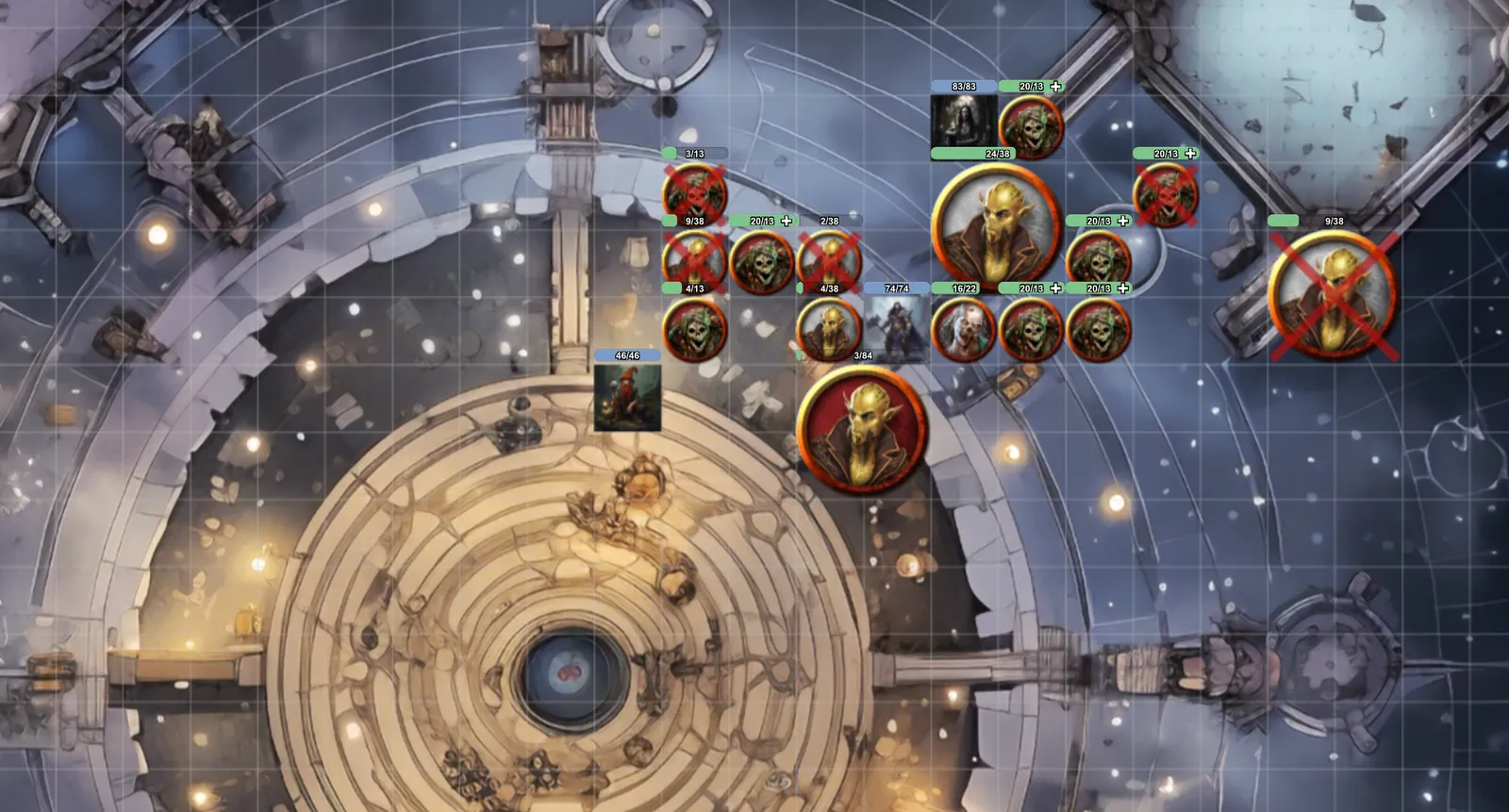 Example gameboard from a past Roll20 campaign.