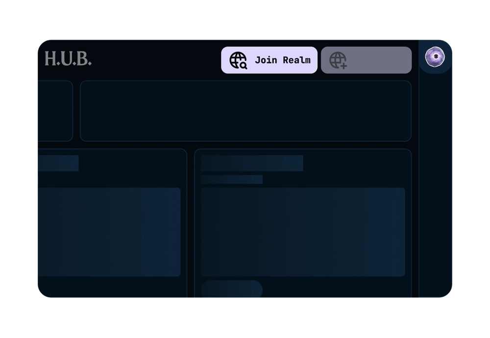 h.u.b. preview with join realm button